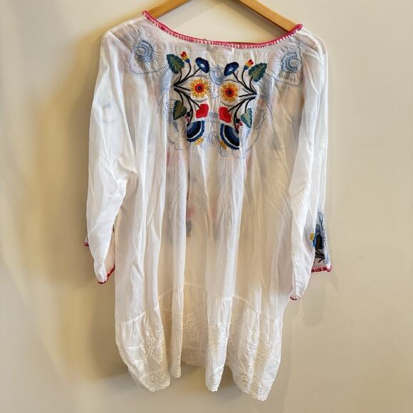 New Johnny Was Cherie Tunic Womens XXL 2X Sheer Floral Bohemian Boho Hippie Chic - Picture 8 of 16